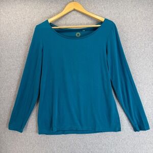 Amber Sun Long Sleeve Top Teal Blue Soft Knit Casual Everyday Comfort Size Large